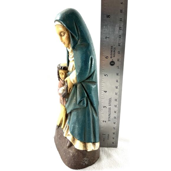 Vintage St. Anne Teaching Child Religious Figurine Stoneware Statue 8.5” - Picture 4 of 5